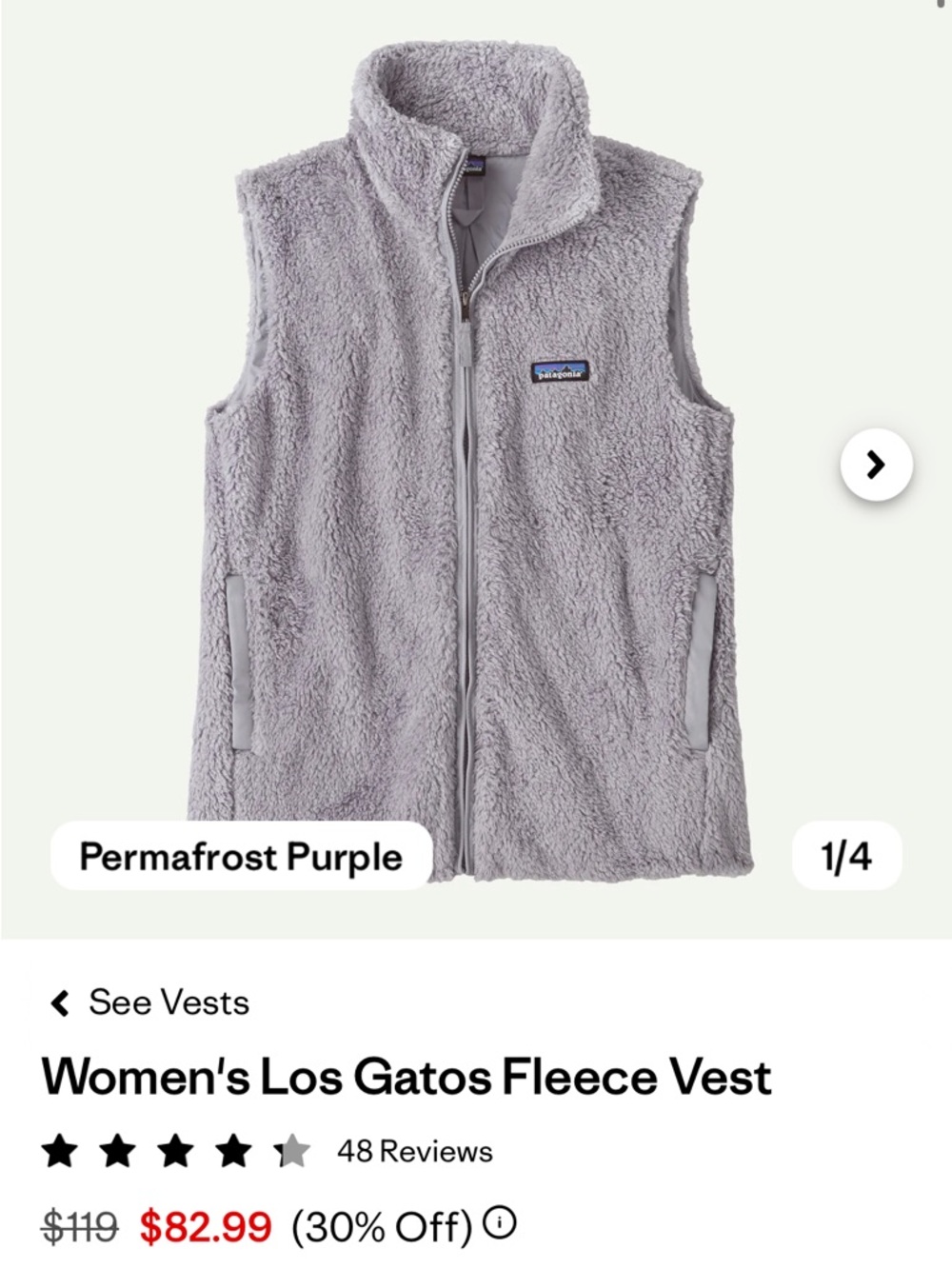 Patagonia Permafrost Purple Sherpa Fleece Vest